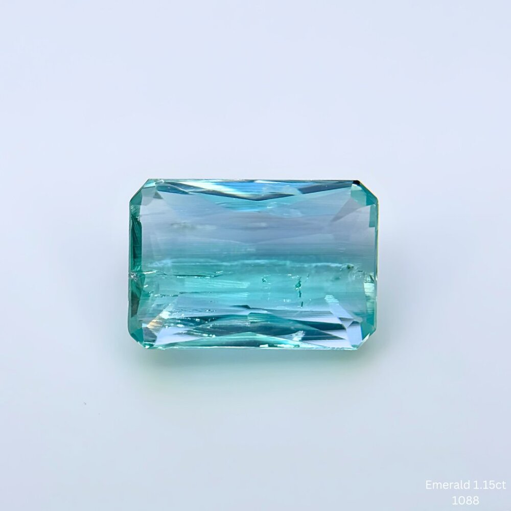 Loose Emerald 1.15ct Jewelry Making Supply Blue Green Octagon Cut